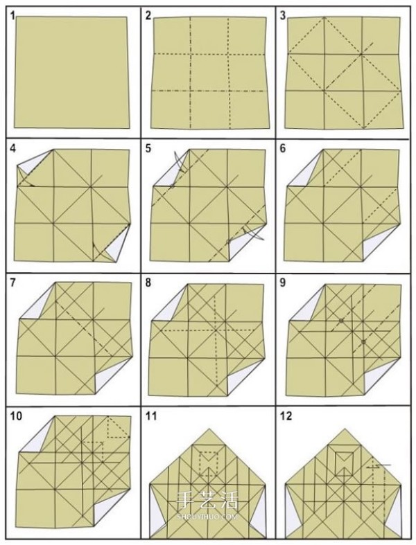 The shape is super realistic and natural! Step-by-step illustration of how to fold HTQ fox