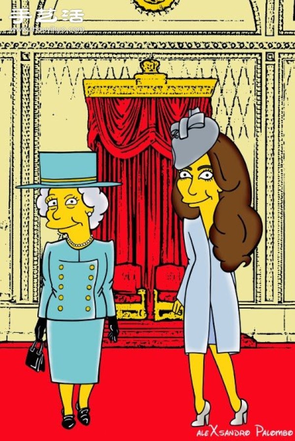 Simpsons spoof illustration: Yellow-skinned Princess Kate is equally fashionable