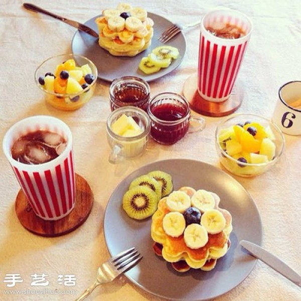 A Japanese housewife shares a hearty breakfast in daily life