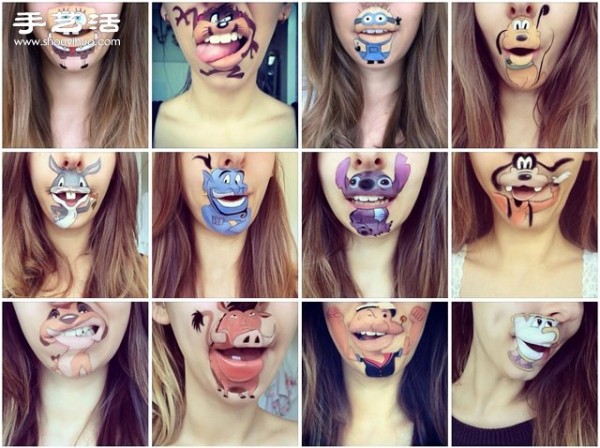 Interesting paintings by a lip makeup artist using the face as the canvas