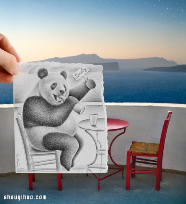 Pencil drawings are integrated into photos to create interesting DIY artistic patterns