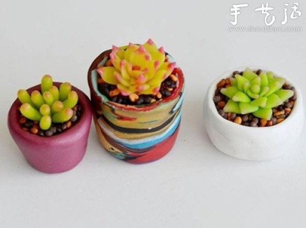 Jewelry clay DIY easy-care succulent pots