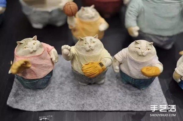 Clay Fat Cats handmade works, appreciate the exquisite cat clay works pictures