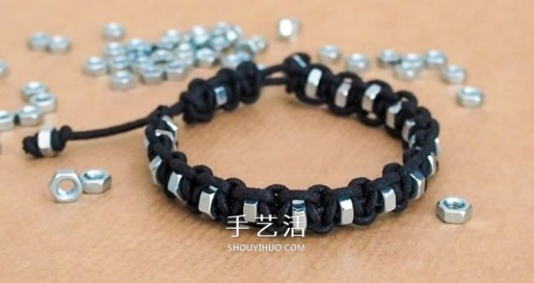 Octagonal nut braided mens bracelet, a Valentines Day gift for your boyfriend