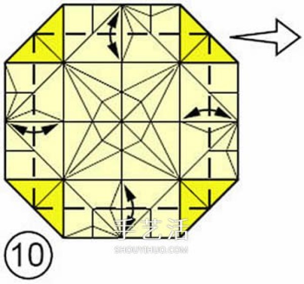 How to fold a hand-folded four-corner storage box and a beautiful rubbish box folding illustration