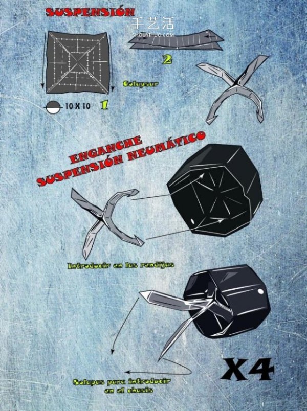 Illustration of the origami method of the formula racing car. The work looks very realistic! 