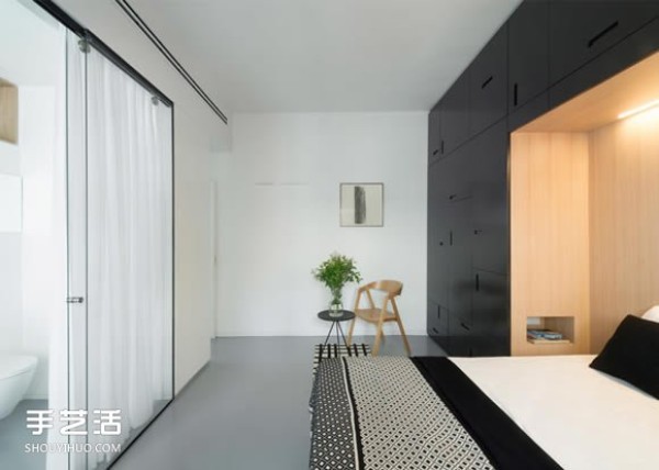 Minimalist style apartment design, black lines outline a refined space