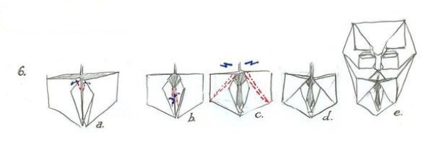 Mysterious freedom fighter! Illustration of the origami method of the V for Vendetta mask