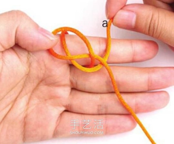 The simplest diagram of how to knit a double-line button knot