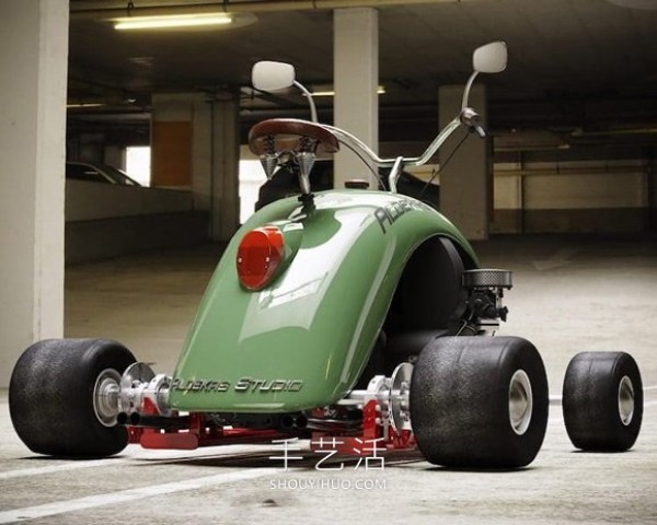 The designer used a Volkswagen Beetle to DIY a retro mini kart