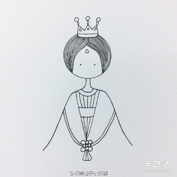 How to draw cartoon Cinderella with simple strokes, simple strokes of Cinderella pictures