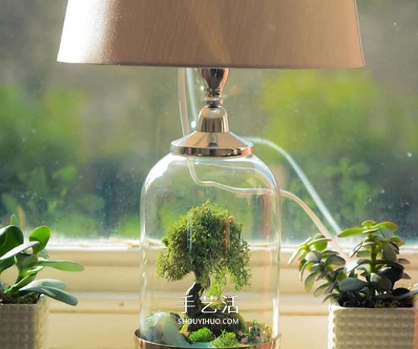 Combine lamps with fairy tale scenes! Beautiful glass jar table lamp DIY