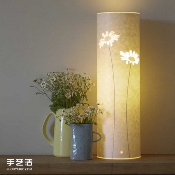 Beautiful handmade paper lamp, DIY flower and bird pattern carved paper lamp