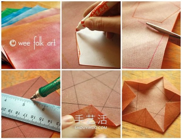 Tutorial on how to make a polyhedral lantern with watercolor paper