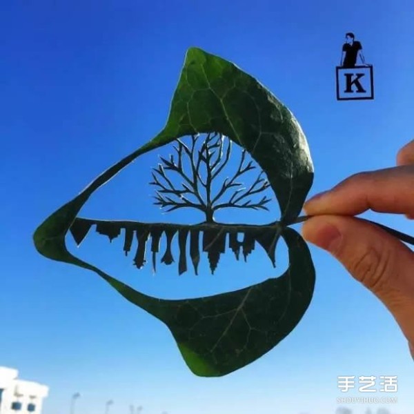 Leaf cutting paintings, exquisite hand-made leaf cutting paintings, appreciation of pictures