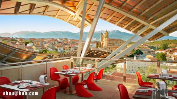 The Hotel Marquis de Riguel in the medieval town of Elshego, Spain