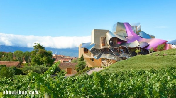 The Hotel Marquis de Riguel in the medieval town of Elshego, Spain