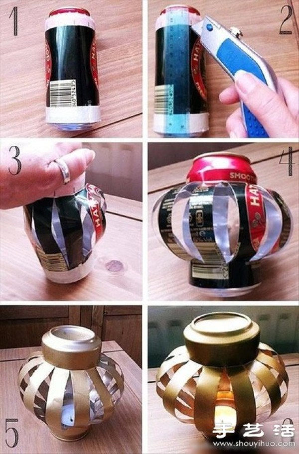 Cute little lanterns made by hand from can waste