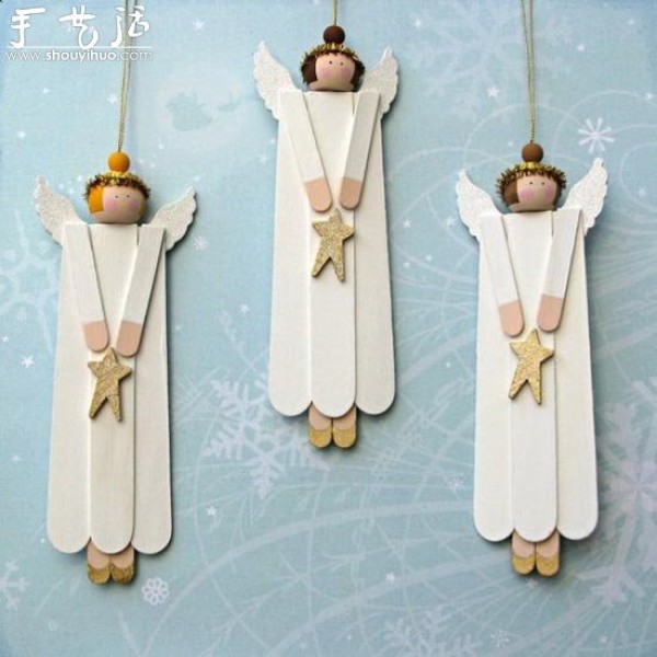 Handmade DIY Angel Ornaments with Popsicle Sticks