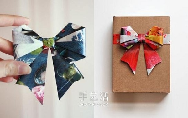 Handmade origami bow step by step chart and simple bow folding method