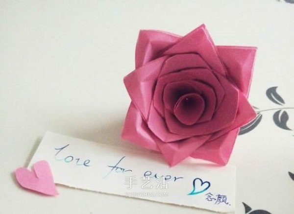 Illustration of how to fold a beautiful origami red rose for Valentines Day