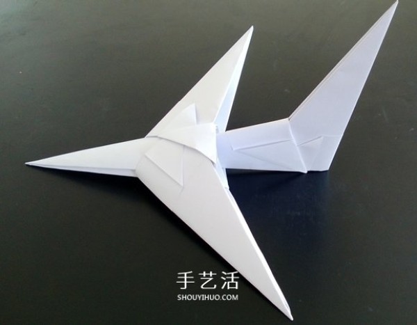 Illustration of how to fold an airplane with a propeller or an origami propeller airplane