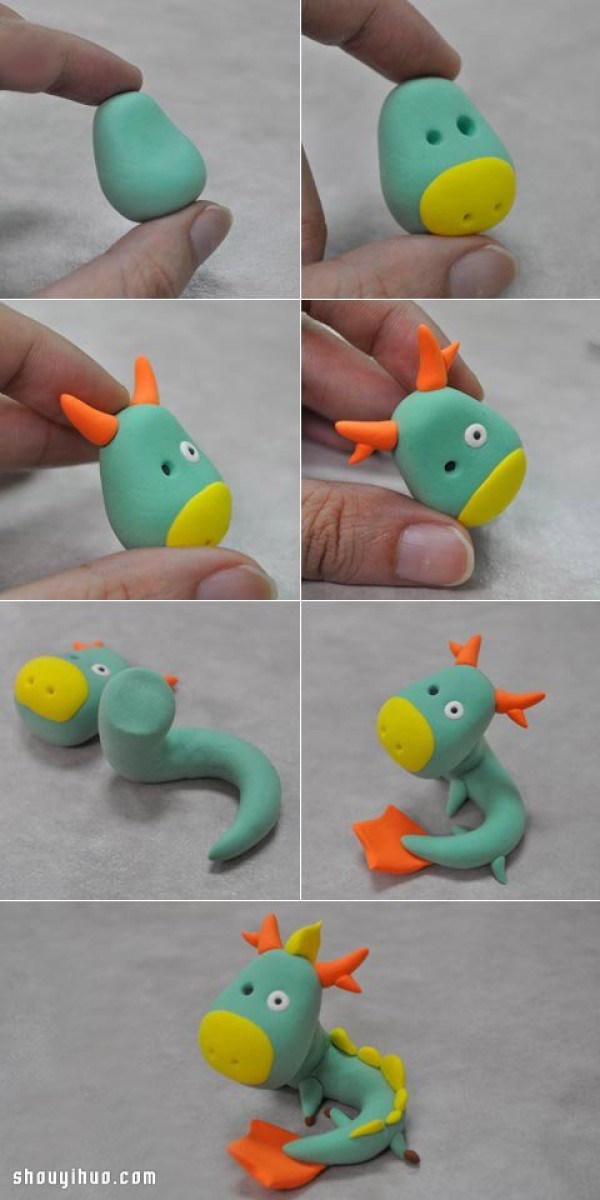 Illustrated Tutorial on Making a Cartoon Chinese Dragon from Clay Polymer