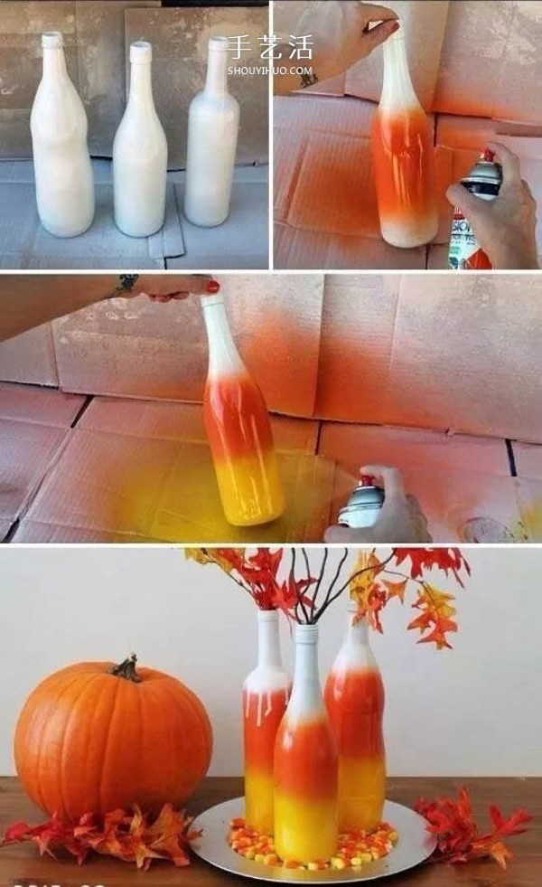 Creative handmade pictures of painted wine bottles, acrylic hand-painted glass bottles DIY