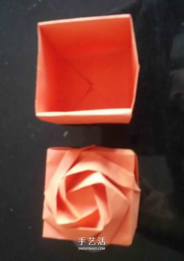 How to fold a rose carton and illustrate the origami Valentines Day rose gift box