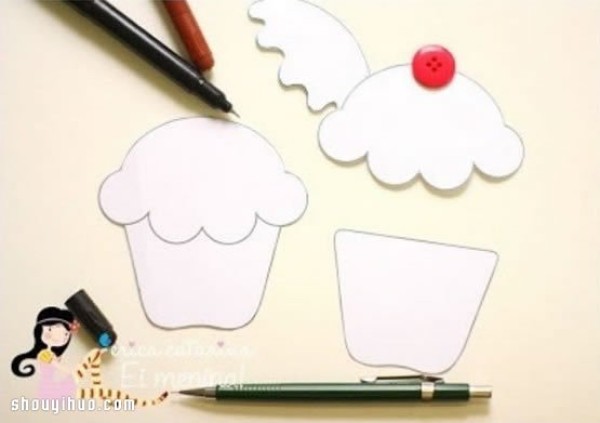 Hand-making tutorial of fabric ice cream trinket pendant with drawings