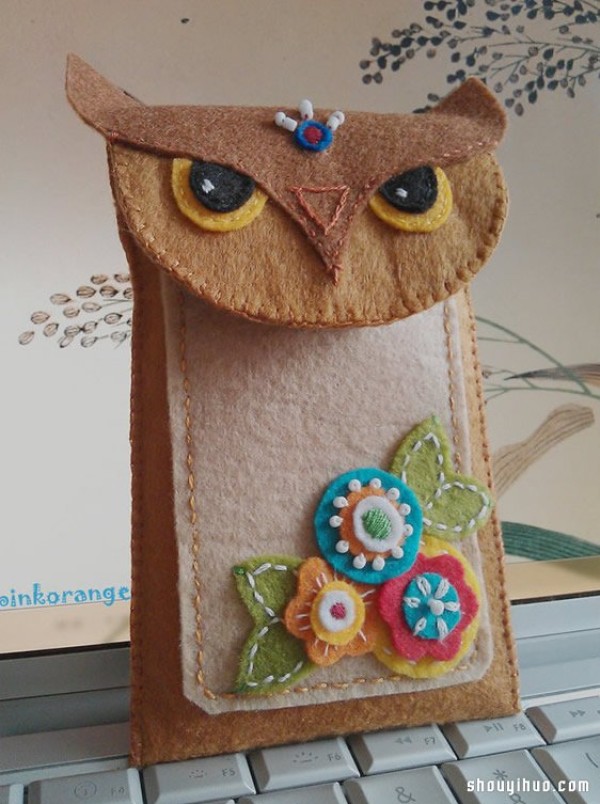 Non-woven fabric handmade owl mobile phone case card holder fabric art tutorial