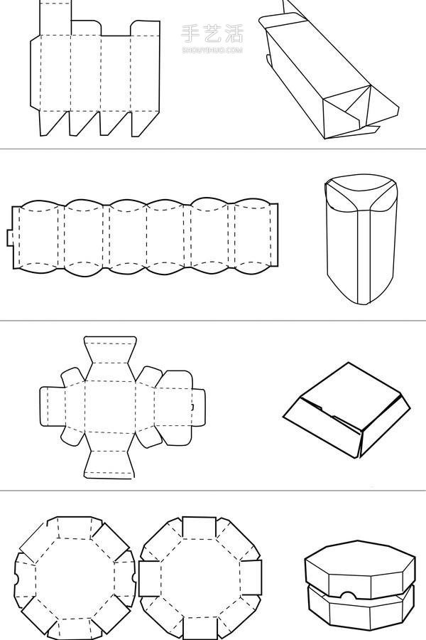 An expanded view of a storage box made from cardboard using a complete illustration of how to fold a storage box