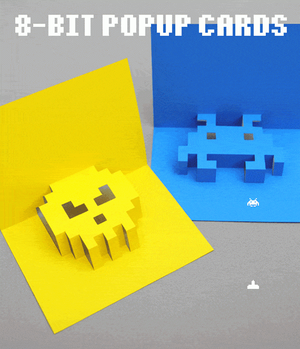 How to make your own eight-bit three-dimensional card with steps and drawings