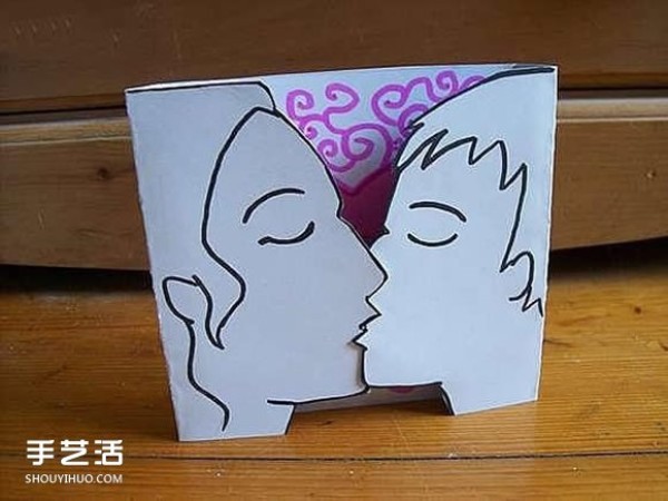 Kissing Valentines Day greeting card, making homemade Kissing Valentines Day greeting card illustration