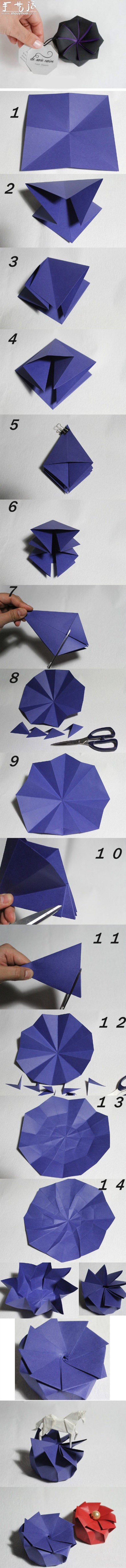 Handmade origami method for petal packaging box