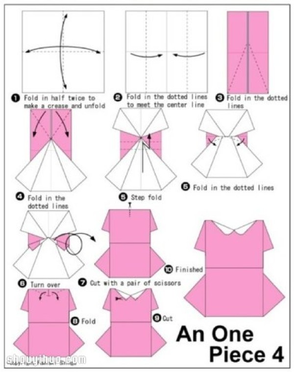 How to fold a dress, cute girls dress origami illustrated tutorial