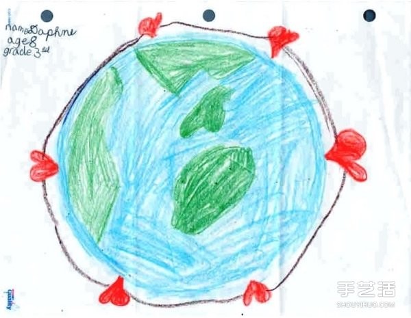 Children who love the earth, environmental protection poster, fun and ecological childrens pictorial