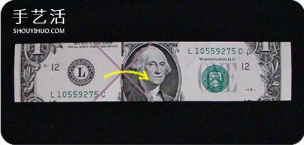 Tutorial of dollar origami ring, folding method of diamond ring with illustrations of banknotes