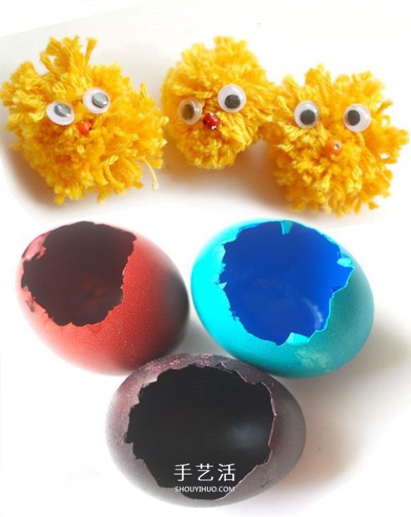 Handmade creative birthday gifts with yarn balls and egg shells