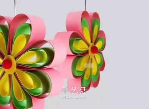 How to make eight-petal flowers from cardboard and make three-dimensional flower hanging ornaments by hand