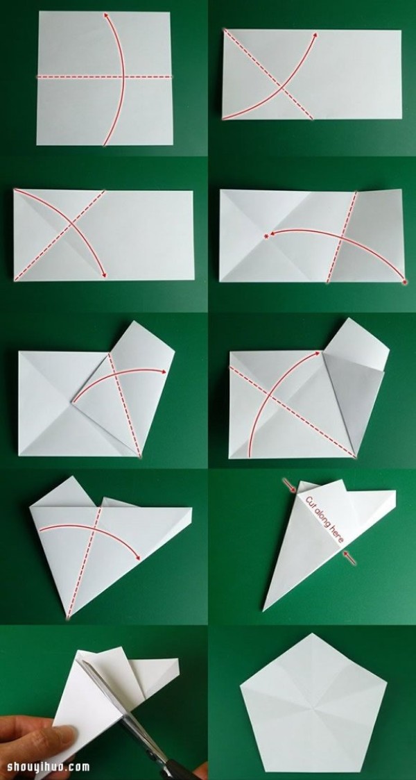 Pentagram Origami One-Paper Origami Five-Pointed Star Illustrated Tutorial