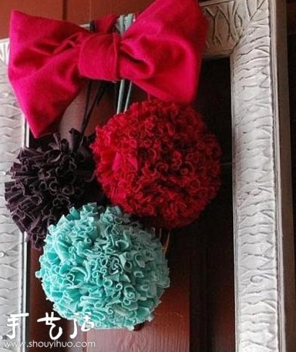 Handmade DIY beautiful colorful ball hanging ornaments old clothes