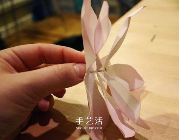 Illustration of how to make paper magnolias for Teachers Day magnolias