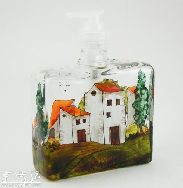 Glass bottle painting: Provence in a bottle