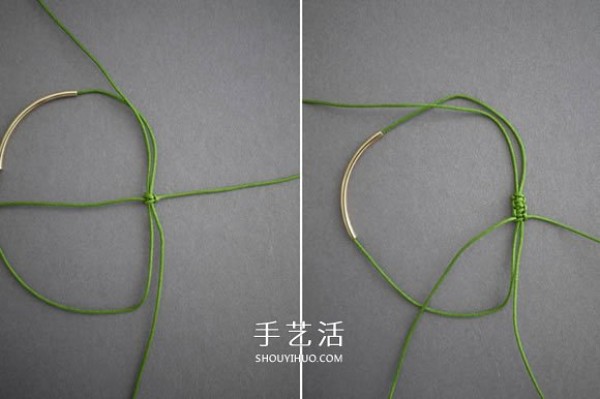 Simple and beautiful bracelet weaving method and golden tube bead bracelet weaving diagram