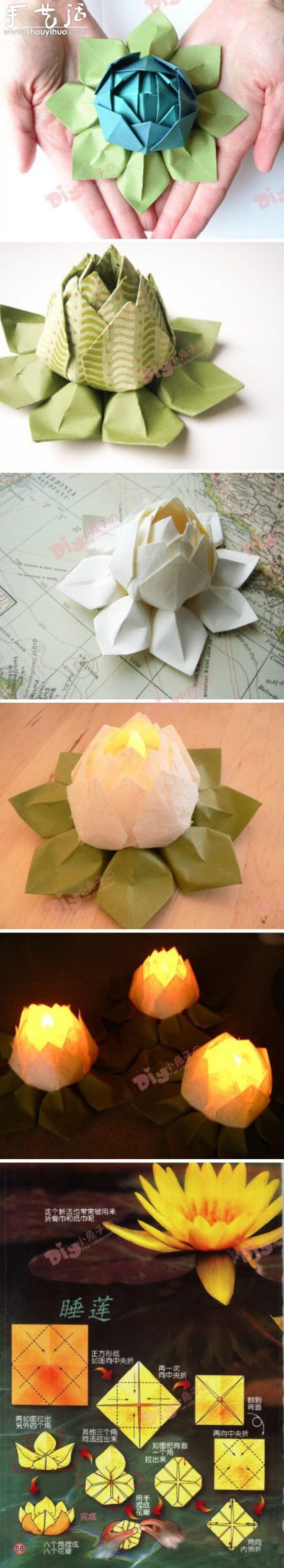 How to make origami water lilies