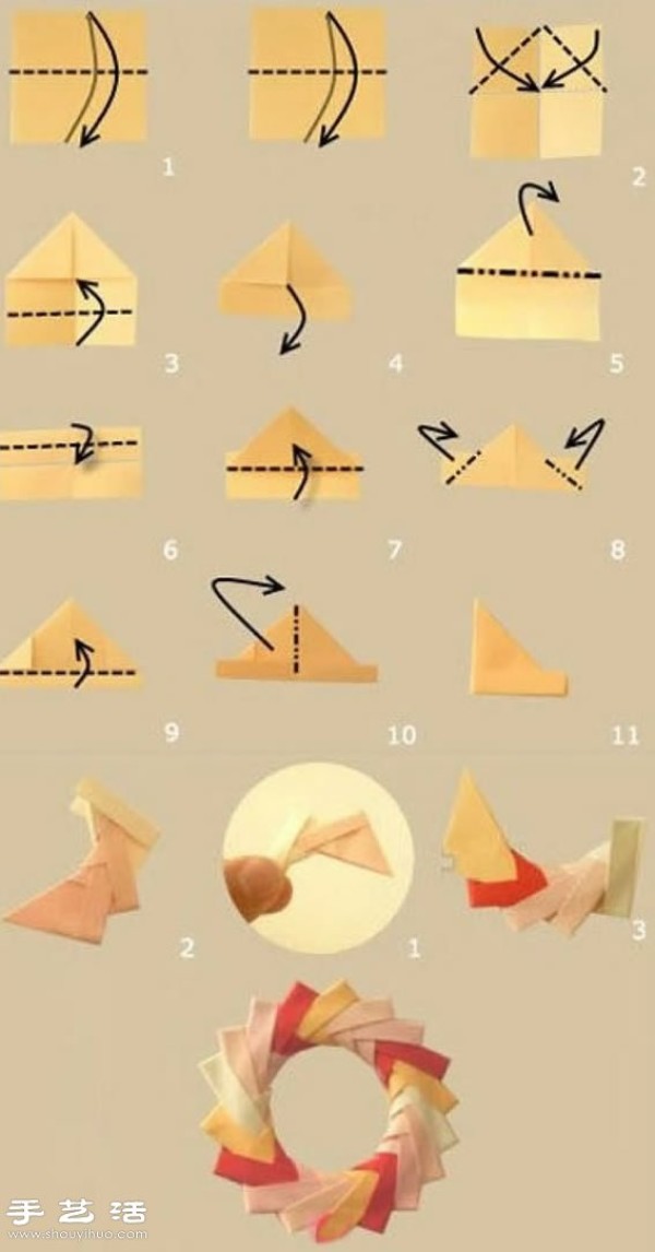 Tutorial on making a triangle-shaped necklace pendant/earrings with hand-made origami