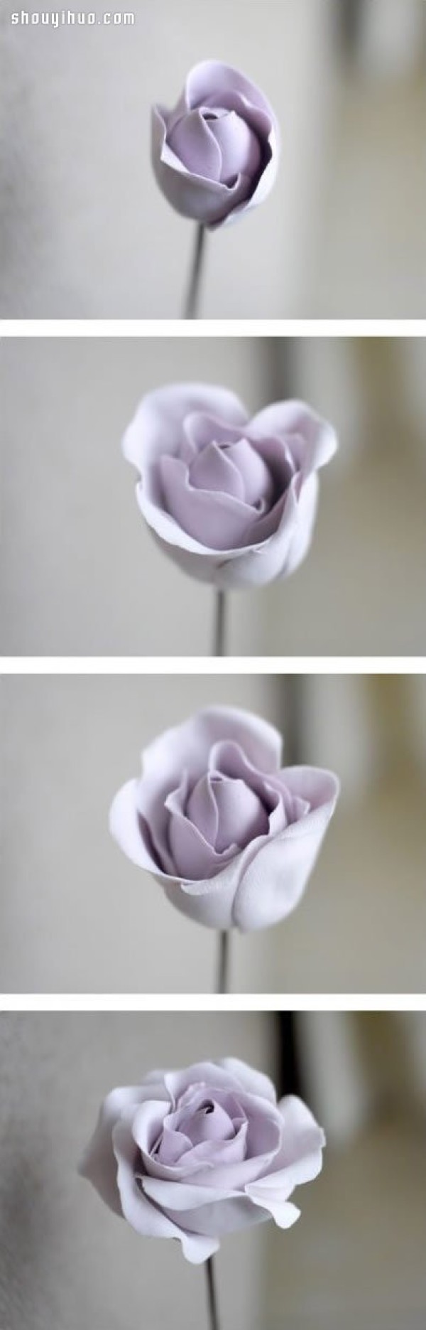 Polymer clay rose DIY beautiful handmade flower handmade illustrated tutorial