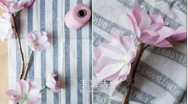 Illustration of how to make paper magnolias for Teachers Day magnolias