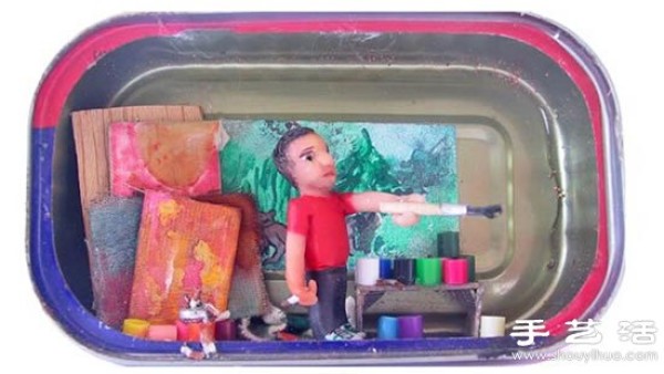 Sardine can recycling and utilization of handmade DIY mini world